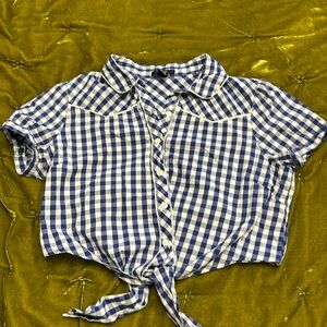 Forever 21 L blue gingham top pinup vixen vlv western